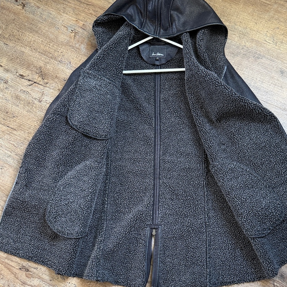 Sam Edelman women’s Charcoal hooded Teddy sherpa lined Jacket size medium - Picture 2 of 13